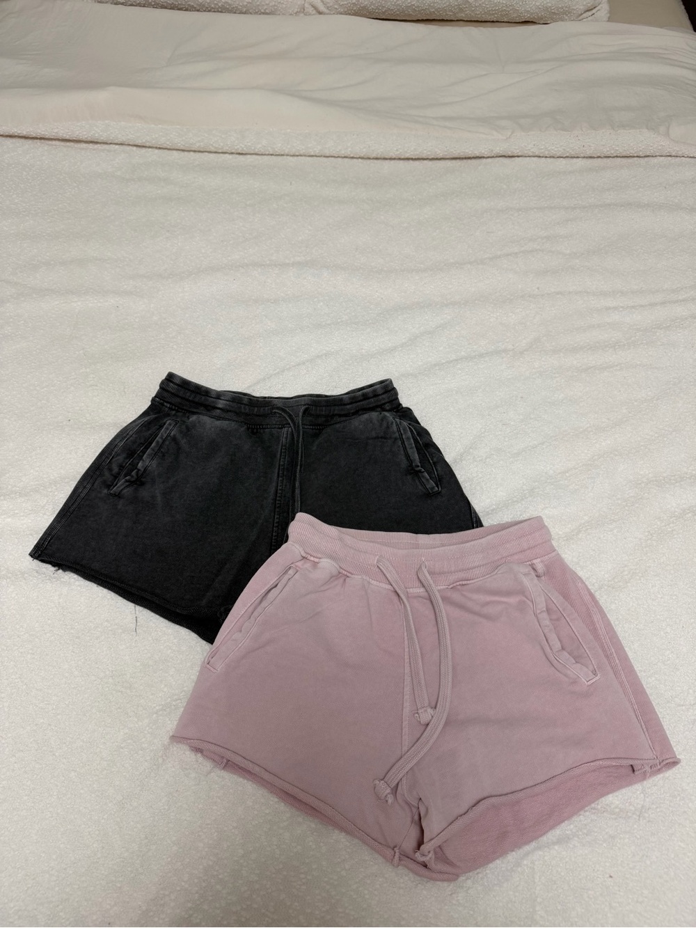 Zara Pink & Black Cotton Drawstring Athletic Shorts
